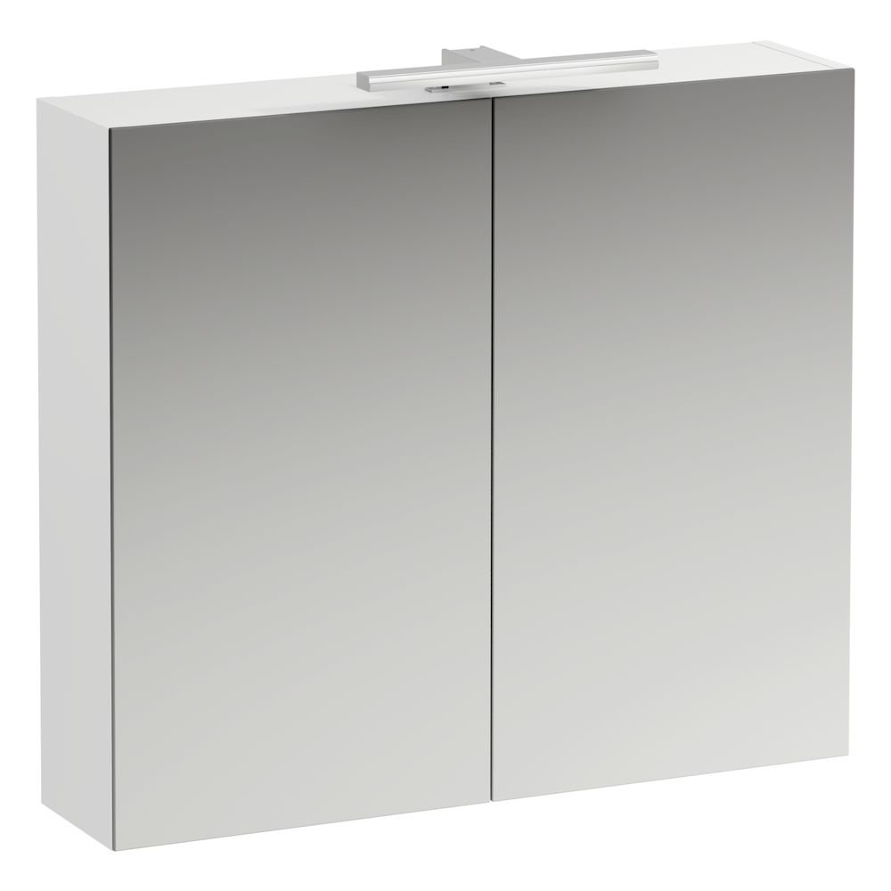 Base - zrcadlová skříňka 80x70 s osvětlením a zásuvkou, bílá matná H4028021102601