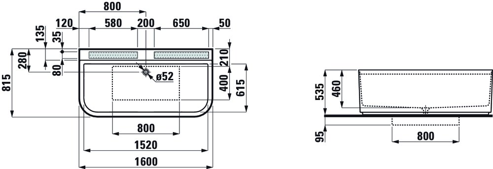 Náhled Sonar - vana obdélníková 160x81,5, materiál Sentec, otvory pro baterii