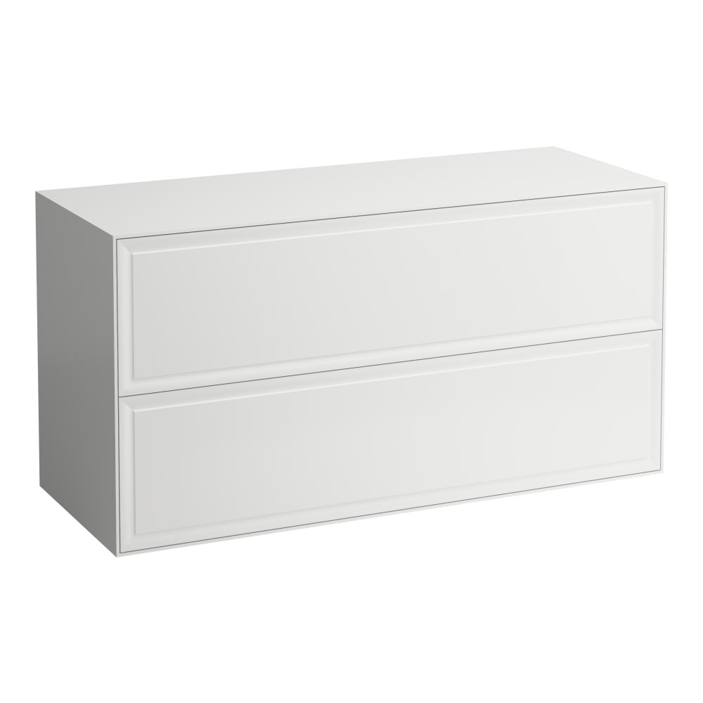 The New Classic - skříňka 118x45, bez výřezu, 2 zásuvky, bílá lesklá