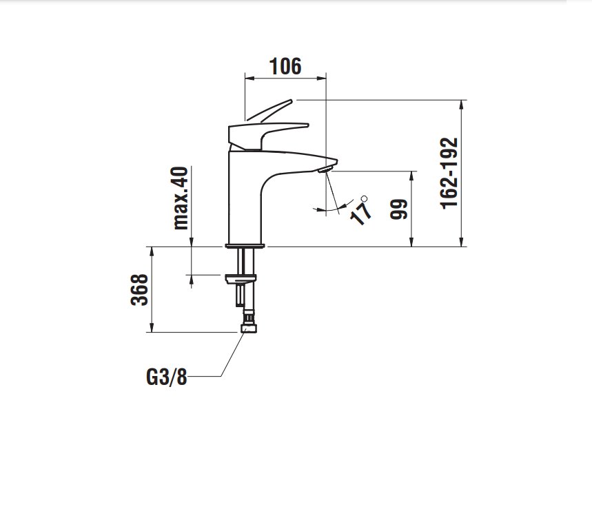 Náhled Laurin - umyvadlová stojánková páková baterie Eco+, výtok 10,6 cm, bez automatické výpusti