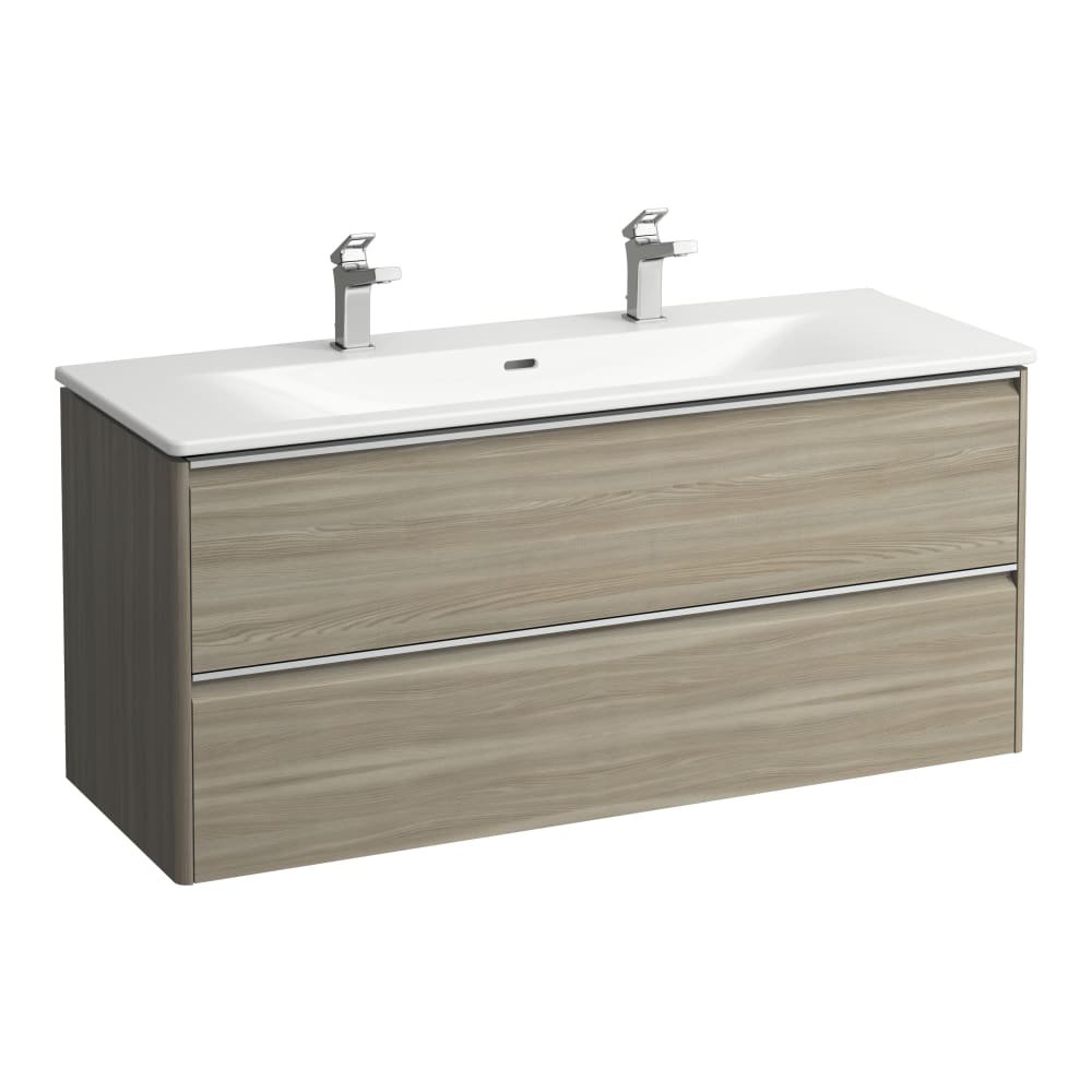 Palace - skříňka 120x45 včetně umyvadla, 2 otvory pro baterie, světlý jilm