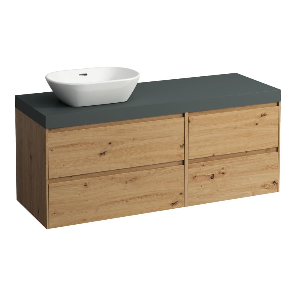 Náhled Lani - modulární sestava 140 cm, výřez vlevo, se 4 zásuvkami: zásuvkový element 80 vlevo+zásuvkový element 60 vpravo, bílá matná