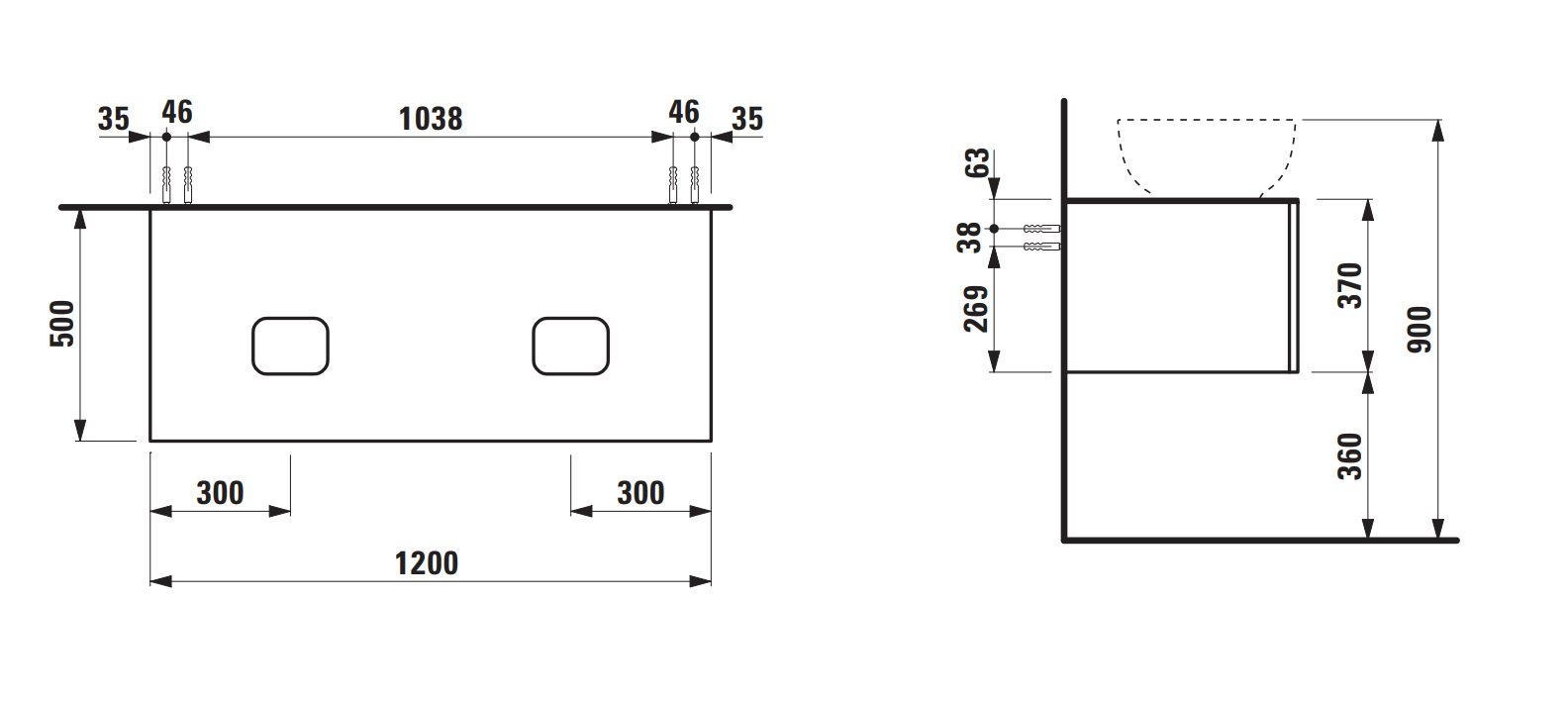 Náhled Alessi One - zásuvkový element 1200, s jednou zásuvkou, s výřezem vlevo a vpravo, top Calce Avorio, pro umyvadlo H818975/6, světlý dub