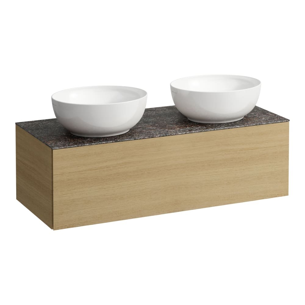 Alessi One - zásuvkový element 1200, s jednou zásuvkou, s výřezem vlevo a vpravo, top Marrone Naturale, pro umyvadlo H818975/6, světlý dub
