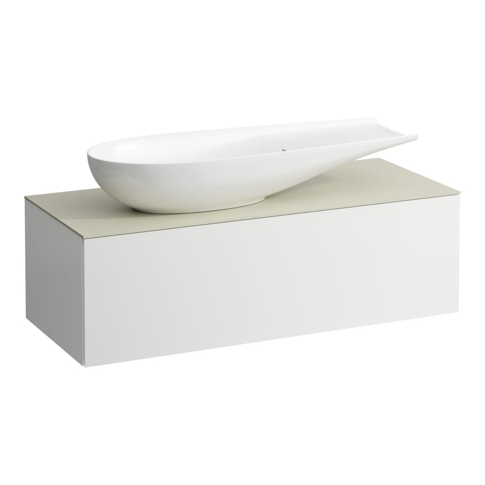 Náhled Alessi One - zásuvkový element 1200, s jednou zásuvkou, s výřezem vlevo, top Calce Avorio vč. otvoru pro baterii, pro umyvadlo H818974, světlý dub