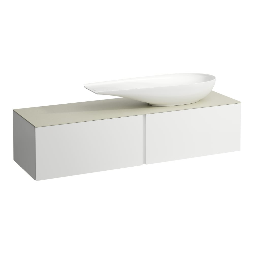 Náhled Alessi One - zásuvkový element 1600, se 2 zásuvkami, s výřezem vpravo, top Calce Avorio vč. otvoru pro baterii, pro umyvadlo H818974, světlý dub