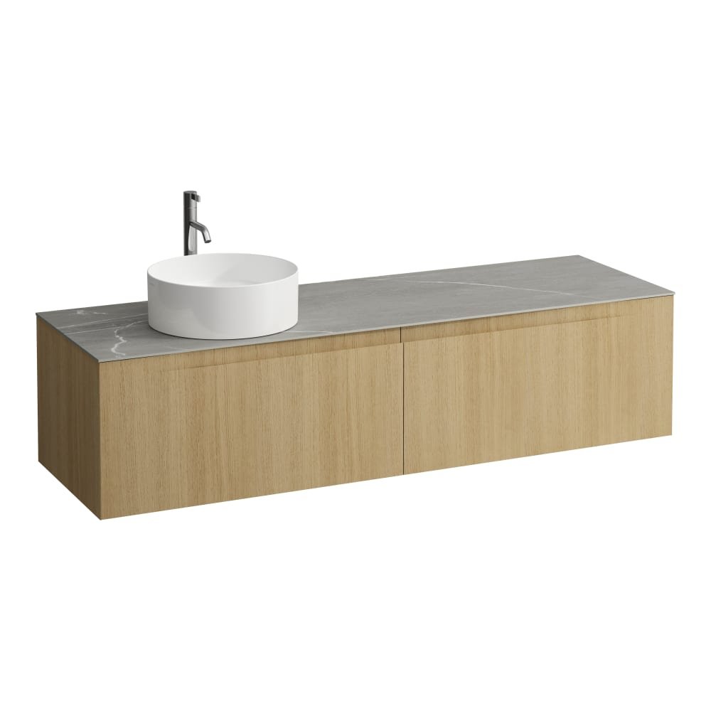 Náhled Arun - zásuvkový element 1600, se 2 zásuvkami, s výřezem vlevo, s vrchní deskou Ardesia Bianca vč. otvoru pro baterii