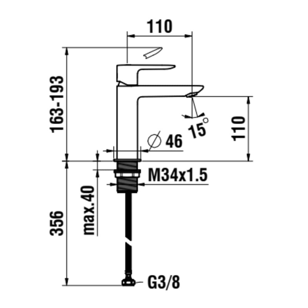 Náhled Cityplus - umyvadlová páková baterie Eco+, s pevným výtokem 110 mm, bez automatické výpusti, chrom