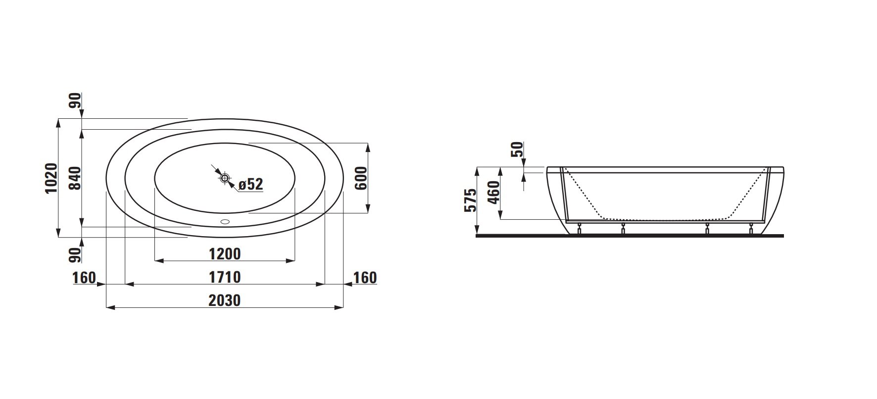 Náhled Alessi One - vana 203x102, samostatně stojící, s panelem, sanitární akrylát