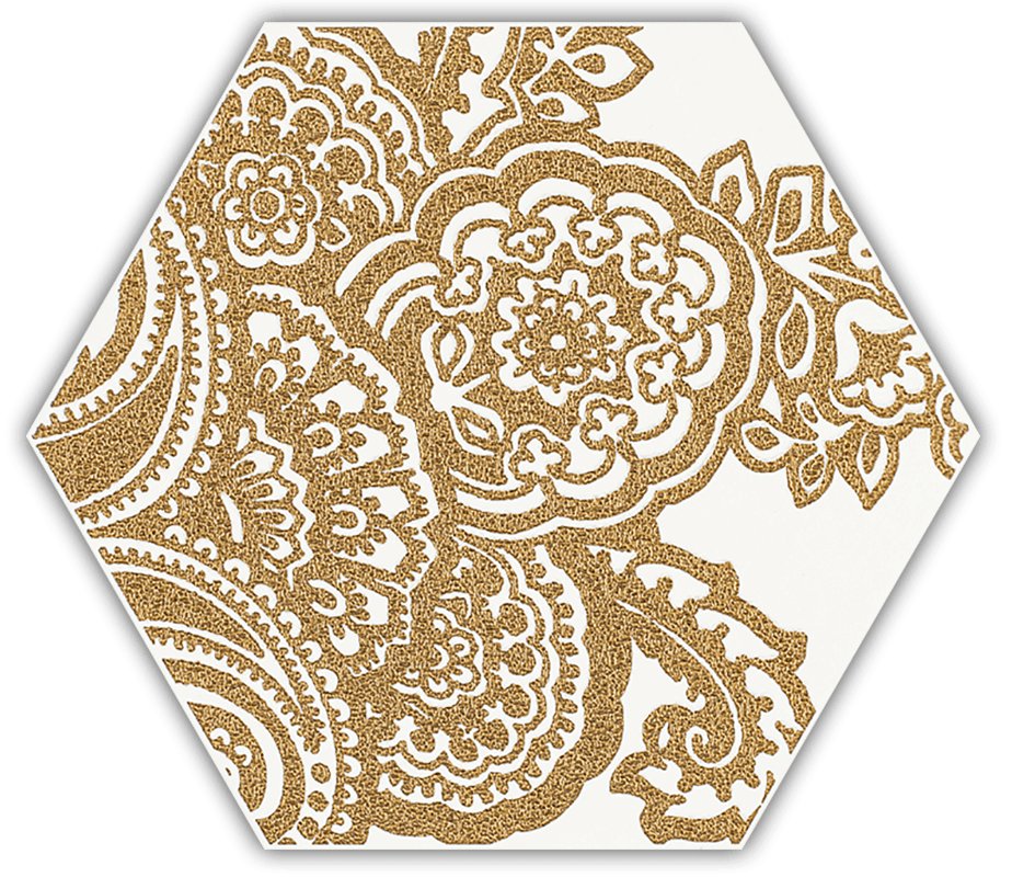 Shiny Lines gold heksagon inserto B - dlaždice šestihran dekor 17,1x19,8 bílá 157730
