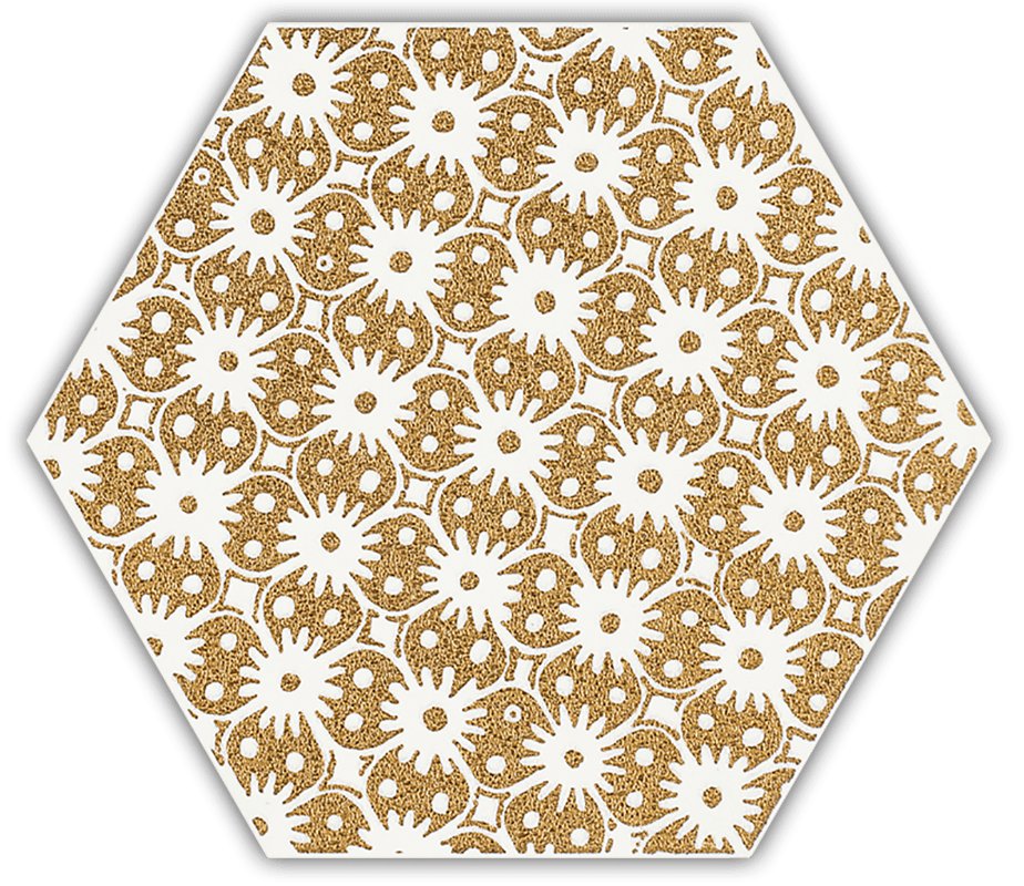 Shiny Lines gold heksagon inserto D - dlaždice šestihran dekor 17,1x19,8 bílá 157732