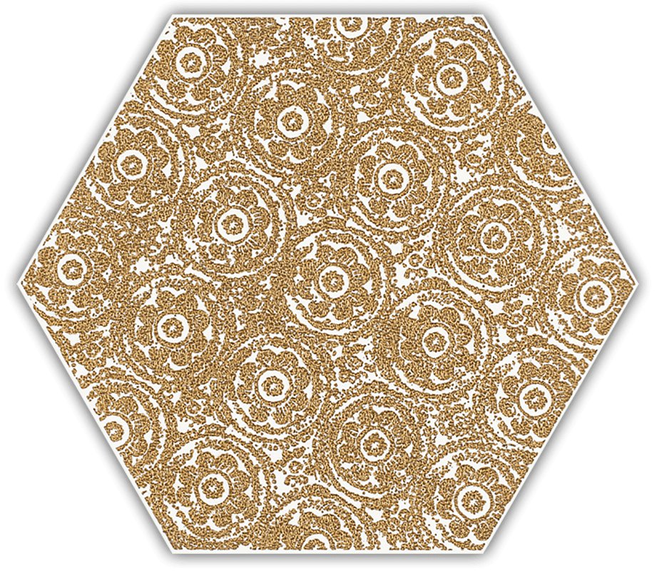 Shiny Lines gold heksagon inserto F - dlaždice šestihran dekor 17,1x19,8 bílá 157734
