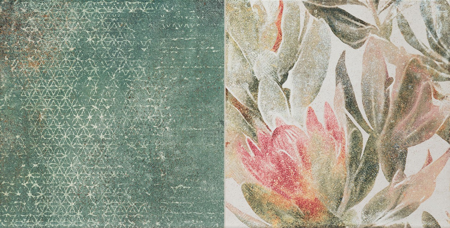 Margot flower A - obkládačka inzerto 30,8x60,8 zelená