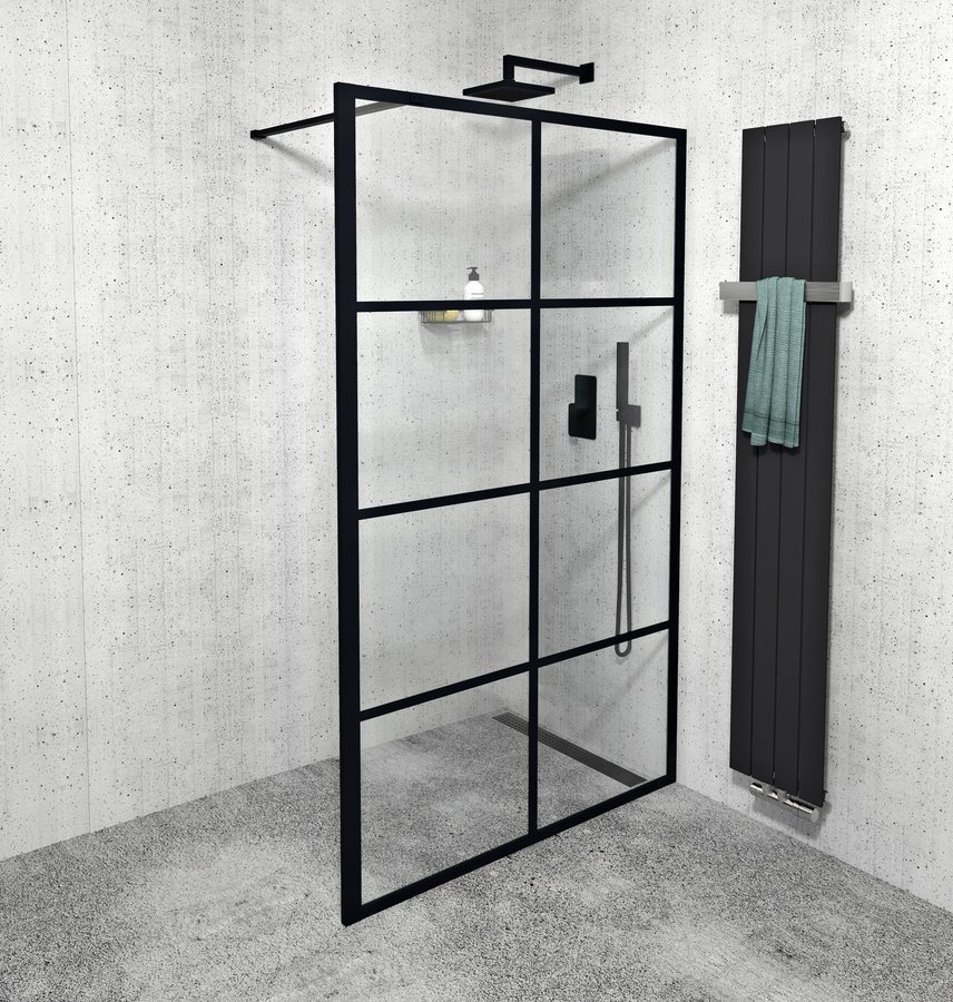Cure Black sprchová zástěna 120 cm, černý mat