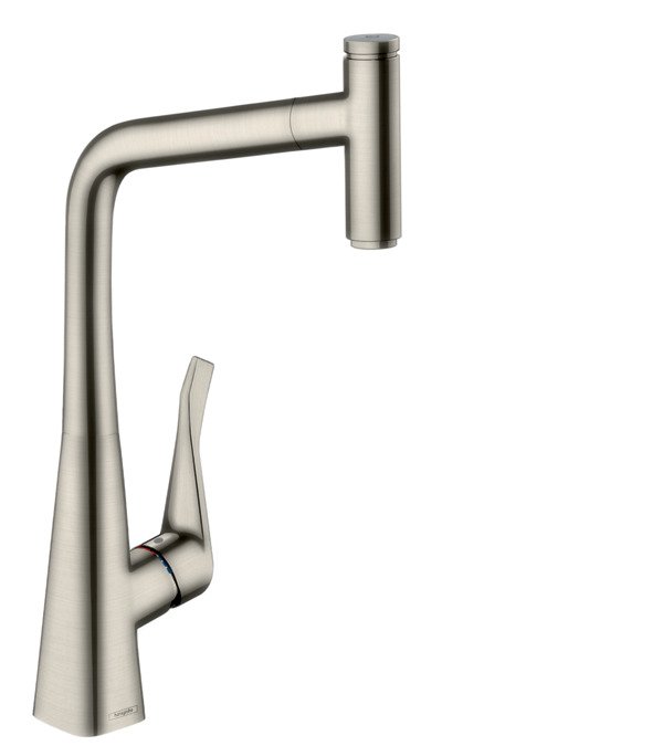 Hansgrohe Metris Select M71 - kuchyňská páková baterie 320, vytahovatelný výtok, 1jet, nerez 14884800