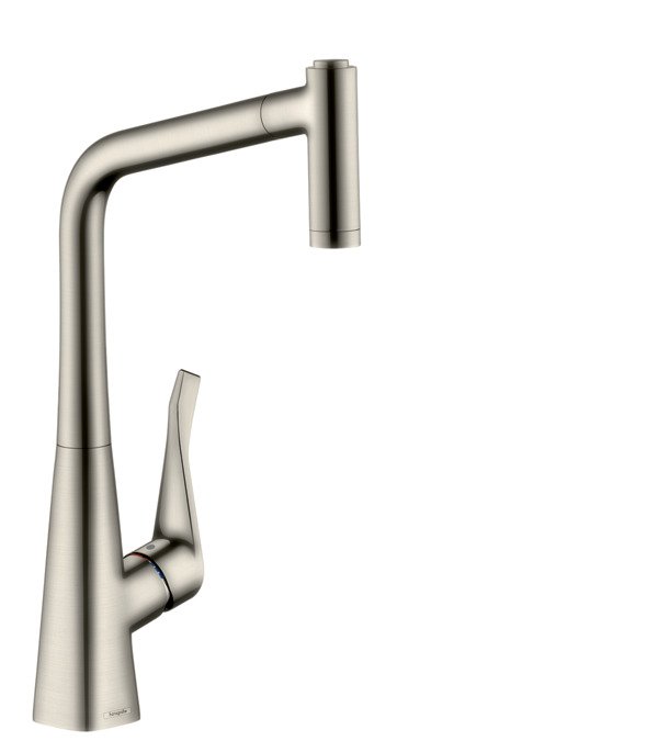 Hansgrohe Metris M71 - kuchyňská páková baterie 320, vytahovatelná sprška, 2jet, nerez 14820800