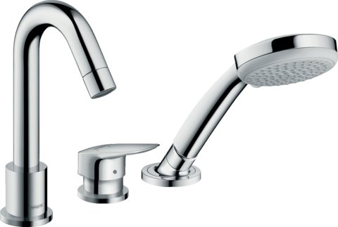 Hansgrohe Logis - tříotvorová páková baterie na okraj vany se sadou Secuflex 71310000