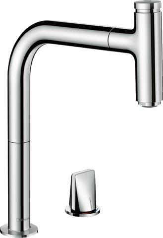 Hansgrohe Metris Select M71 - dvouotvorová kuchyňská páková baterie 200, vytahovatelný výtok, 1jet, sBox 73804000