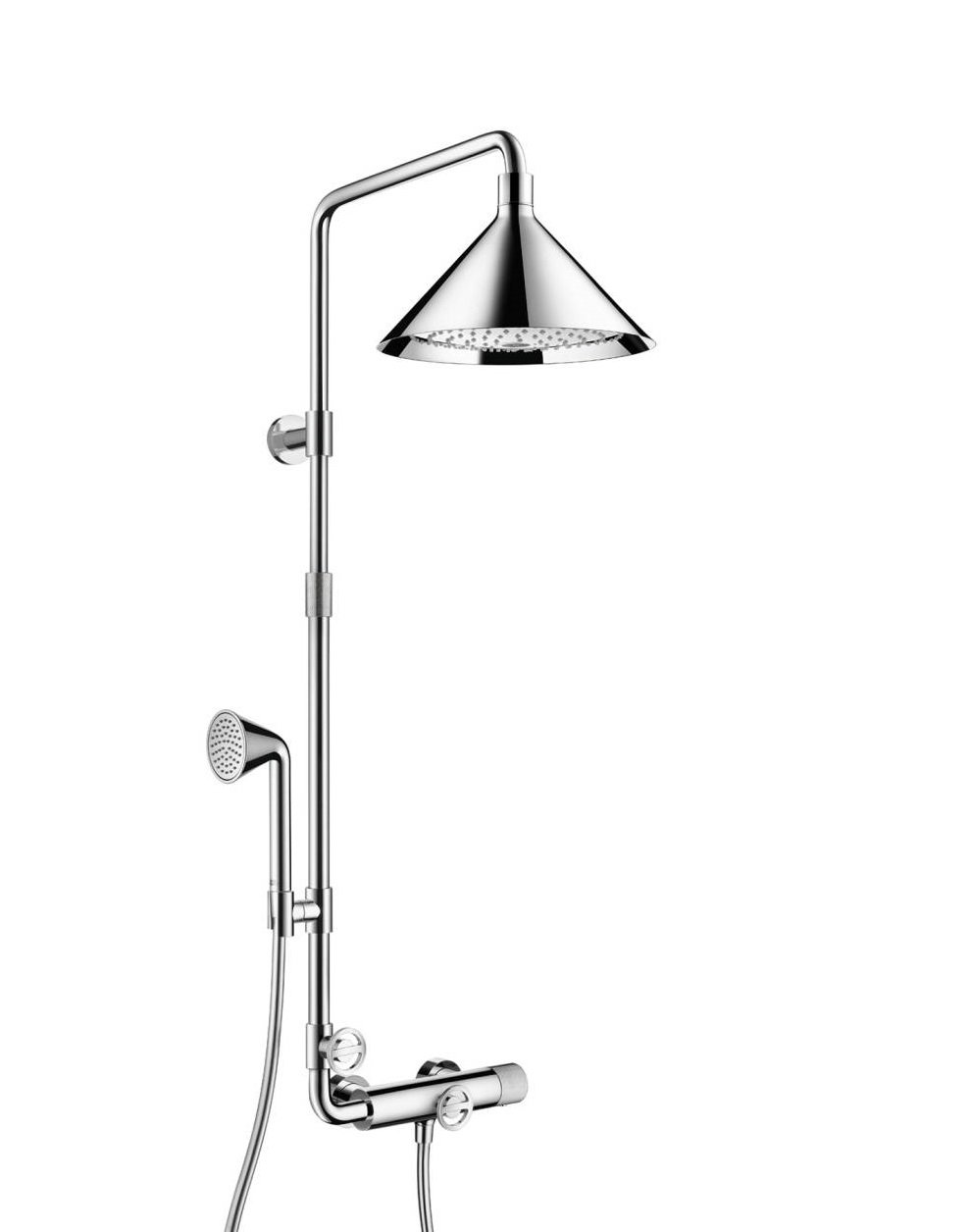 Axor Showerpipe - termostatická baterie, horní a ruční sprcha, design studio Front 26020000