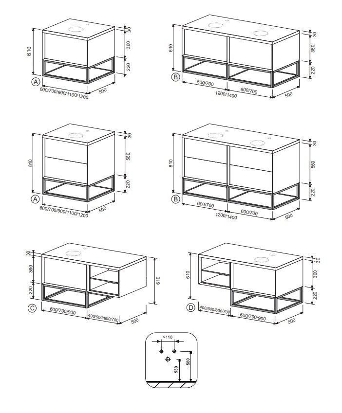 Náhled OXO multi - skříňka 140 cm s umyvadlem na desku vpravo, 1 zásuvka, držák na ručník vpravo, závěsná