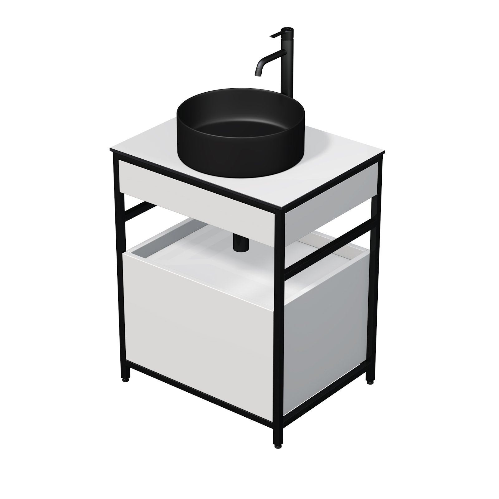 Krios - skříňka 60 cm s umyvadlem na desku, 1 zásuvka