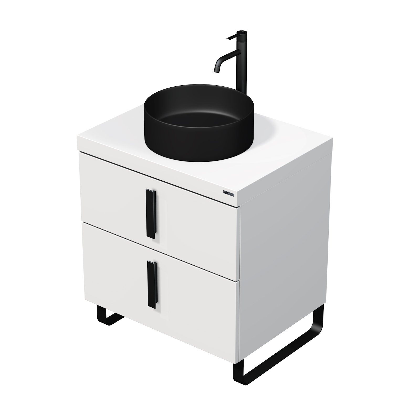 Forty - skříňka 65 cm s umyvadlem na desku, 2 zásuvky, nožičky