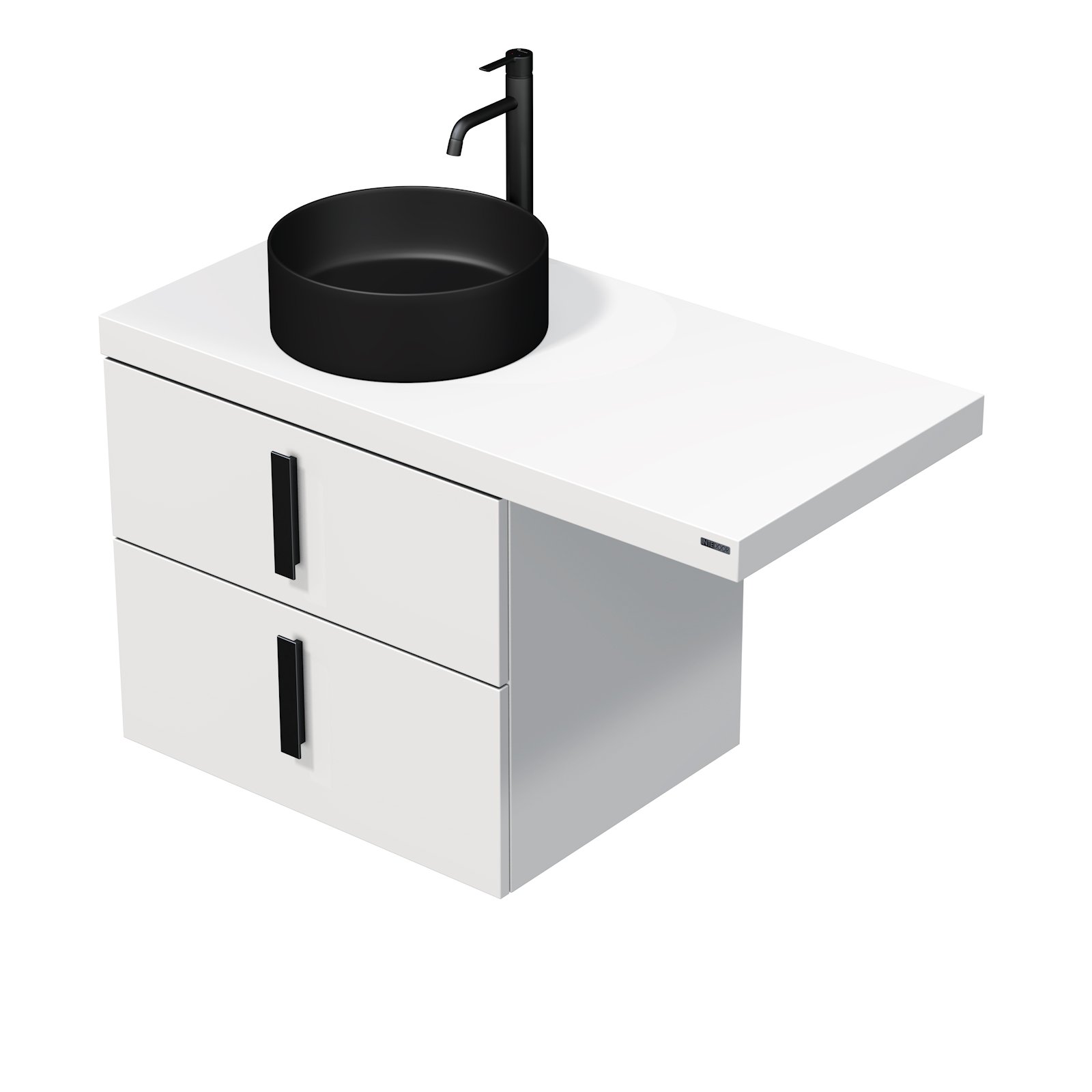 Forty - skříňka 105 cm s umyvadlem na desku vlevo, 2 zásuvky, závěsná