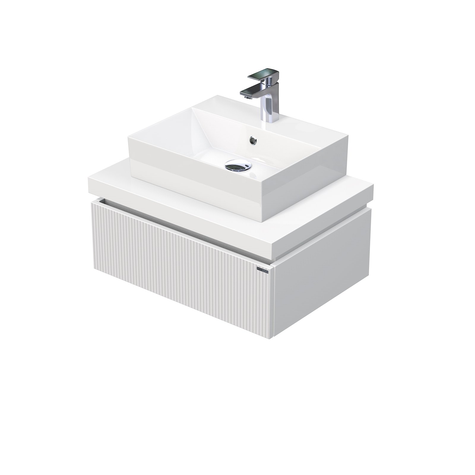 Desk 3D - skříňka 70 cm s umyvadlem na desku, 1 zásuvka, závěsná, bílá DE 54 3D 70 STORM 1Z A8916