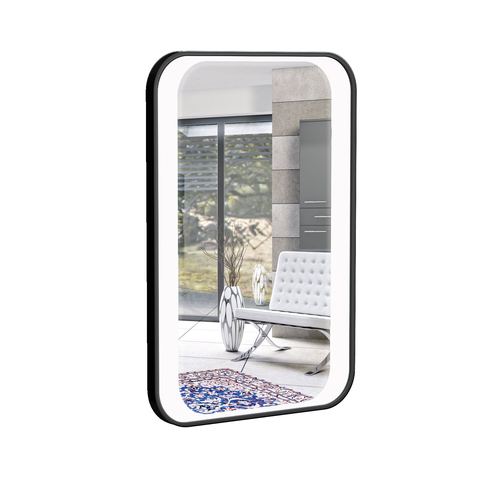 Majestic - zrcadlo 50x75 s integrovaným LED osvětlením, hliníkový rám černý