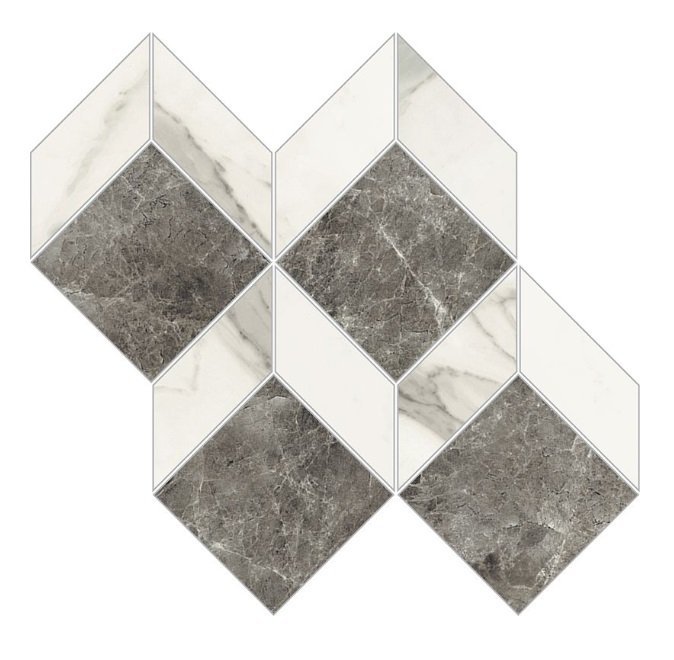 Imperial Mosaico 3D Levigato Bianco Apuano - dlaždice mozaika 28x27 bílá lesk IMM004L