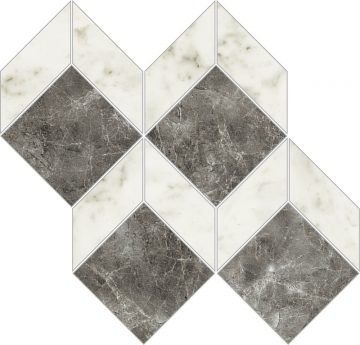 Imperial Mosaico 3D Levigato Bianco Carrara - dlaždice mozaika 28x27 bílá lesk IMM884L