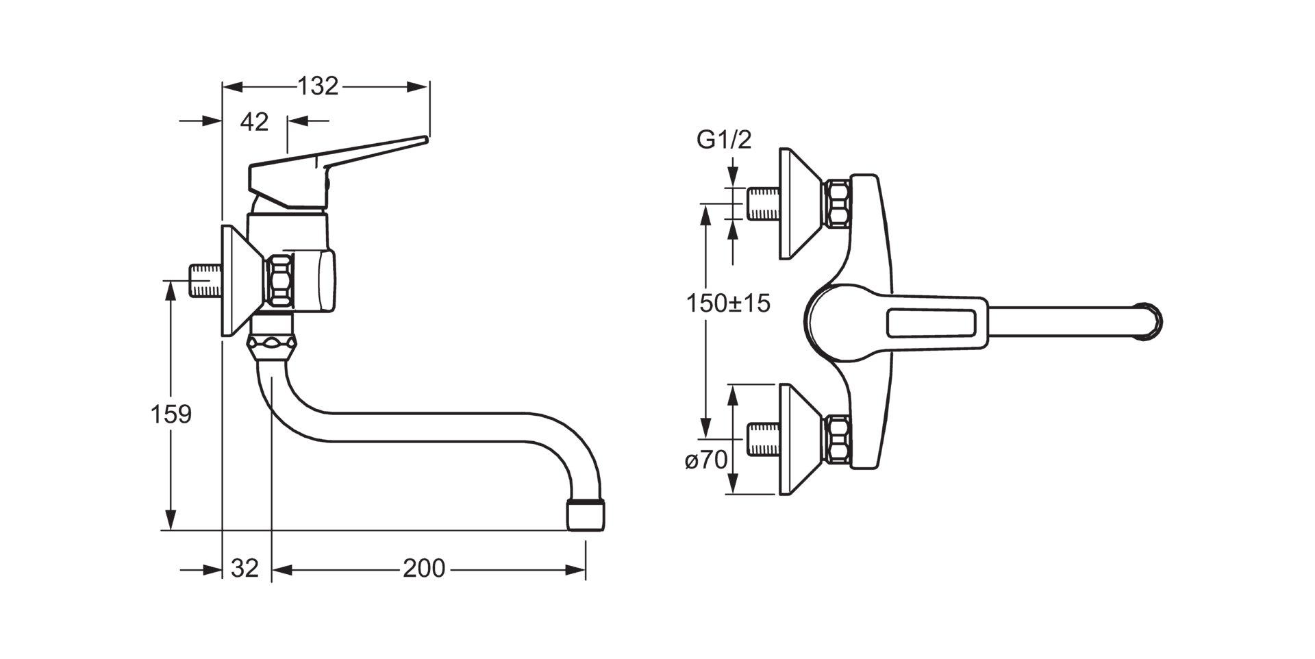Náhled Hansatwist - páková nástěnná dřezová baterie