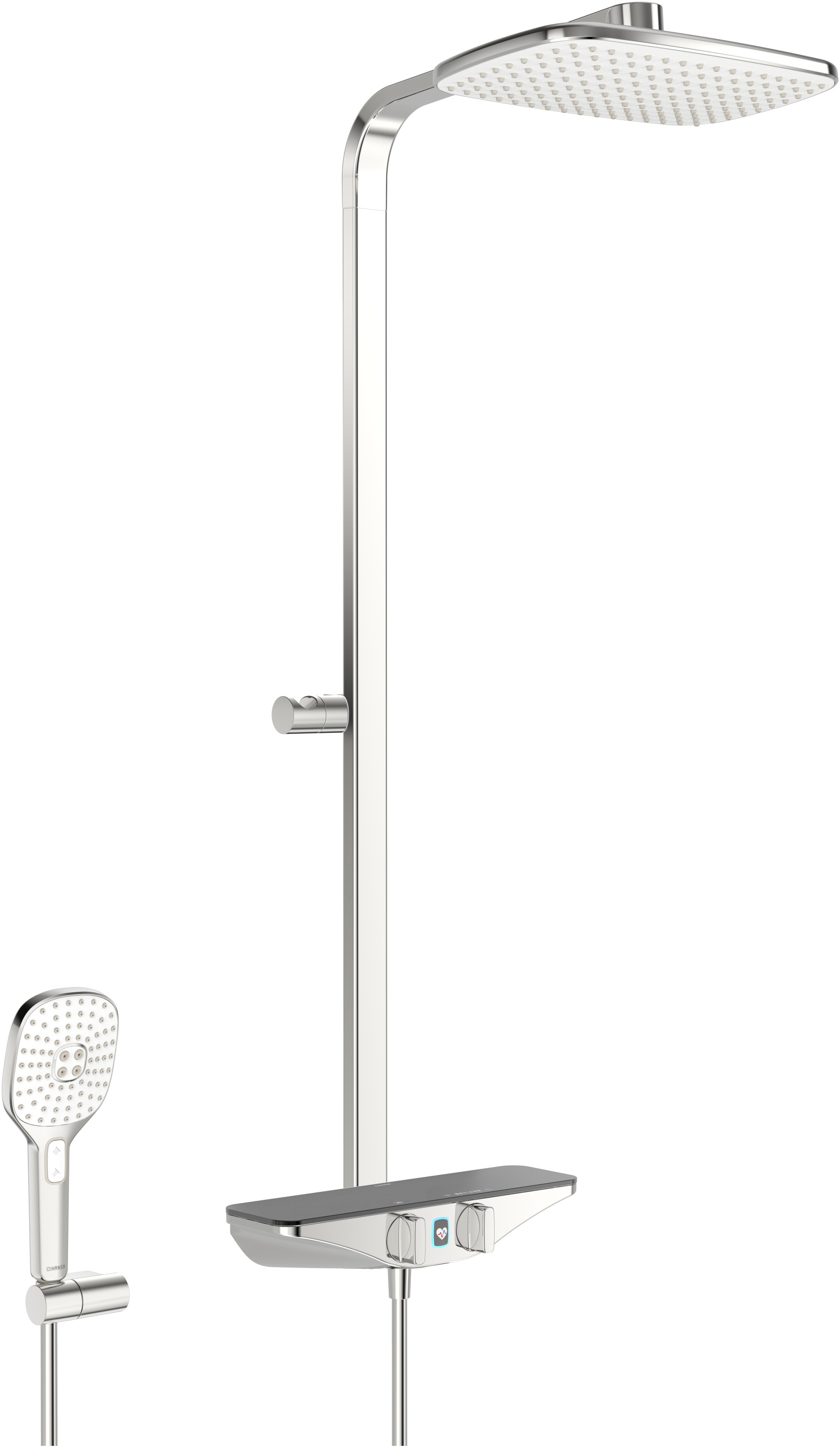 Hansaemotion Wellfit sprchový systém - nástěnná termostatická sprchová baterie, polička antracit 5865017284