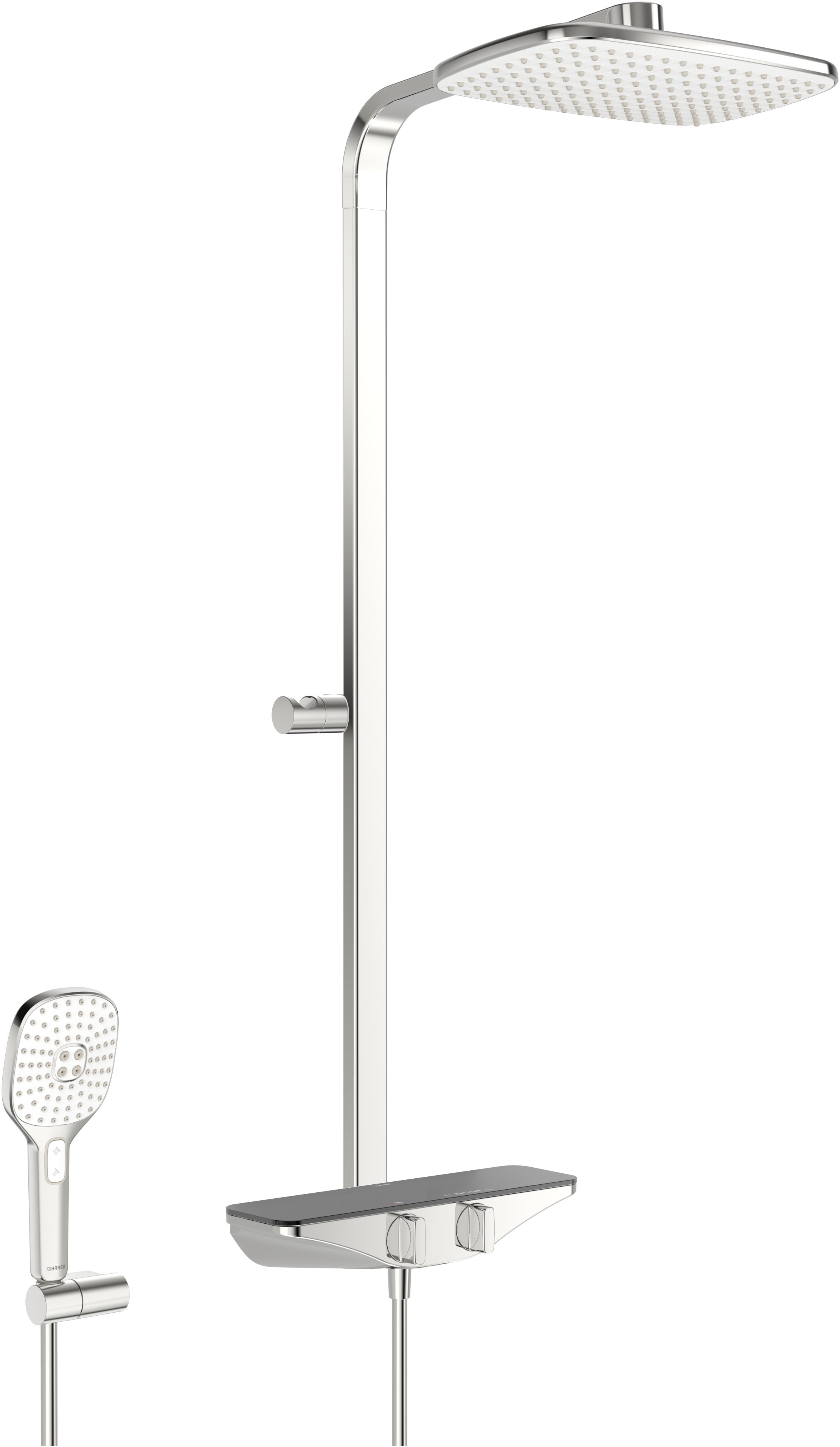 Hansa Hansaemotion sprchový systém - nástěnná termostatická sprchová baterie, polička antracit 5865017184
