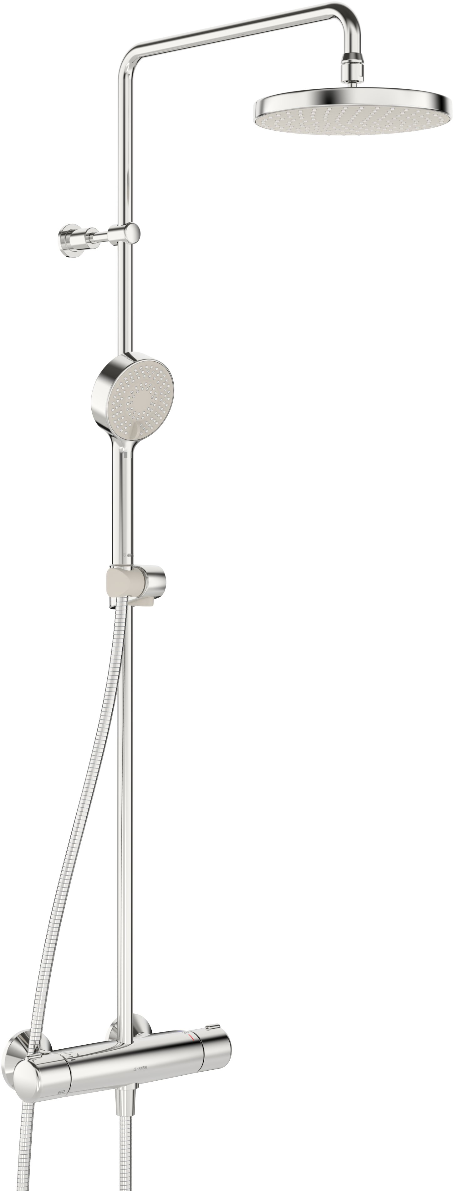 Hansamicra eco - termostatická sprchová baterie, horní a ruční sprcha, průtok 7.2 l/min