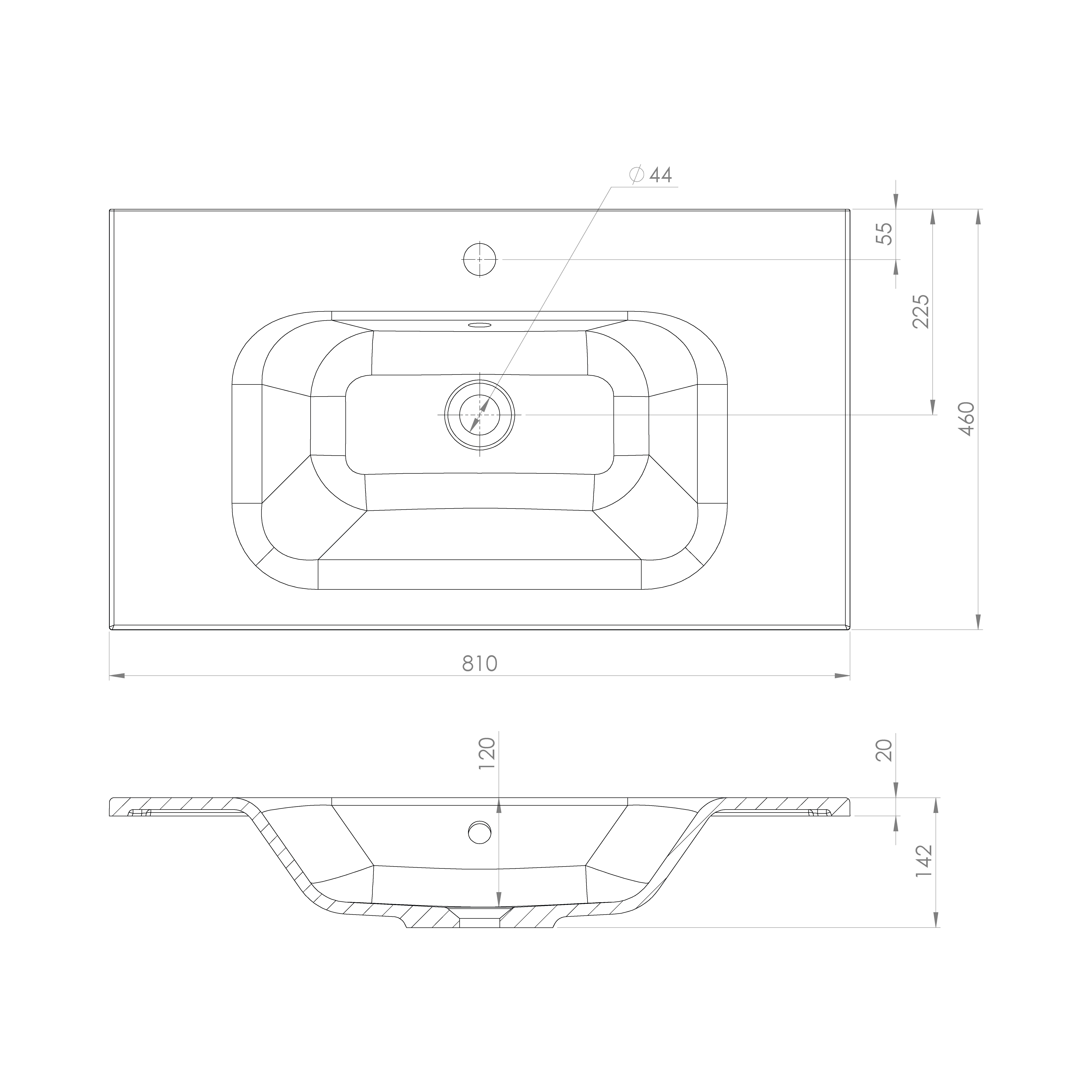 Náhled Sidra umyvadlo, litý mramor, 81x46cm, černá mat