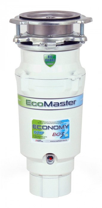 Dřezový drtič Ecomaster Economy EVO3 včetně nerezové zátky - pro menší domácnosti o 2–3 osobách Ecomaster Economy EVO3