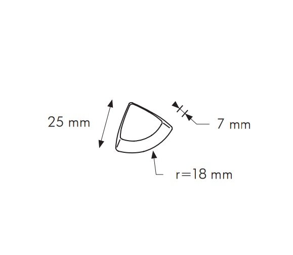 TR Azzurro Cod. E RAL 2208010 - vnitřní roh 2,5x2,5 modrá lesklá