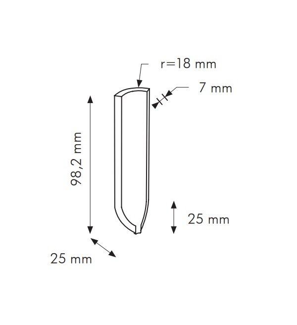 IN Ghiaccio Cod. G RAL 9003 - vnitřní roh 2,5x10 bílá matná