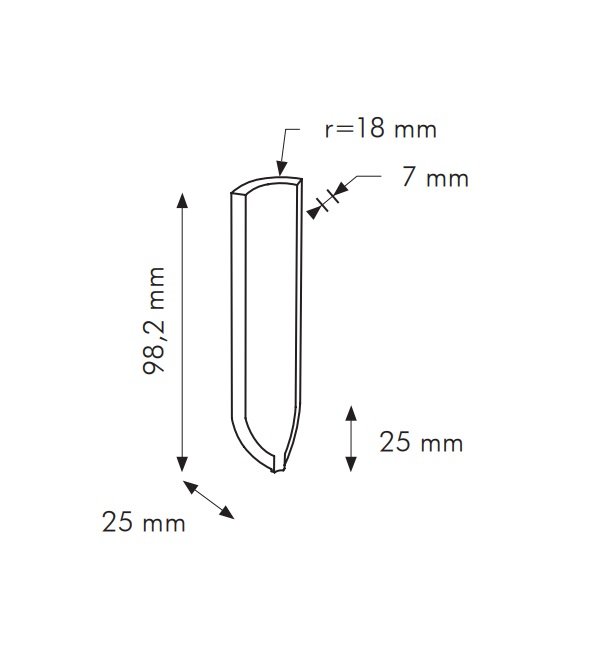 IN Ghiaccio Cod. G RAL 9003 - vnitřní roh 2,5x10 bílá matná 0011G20