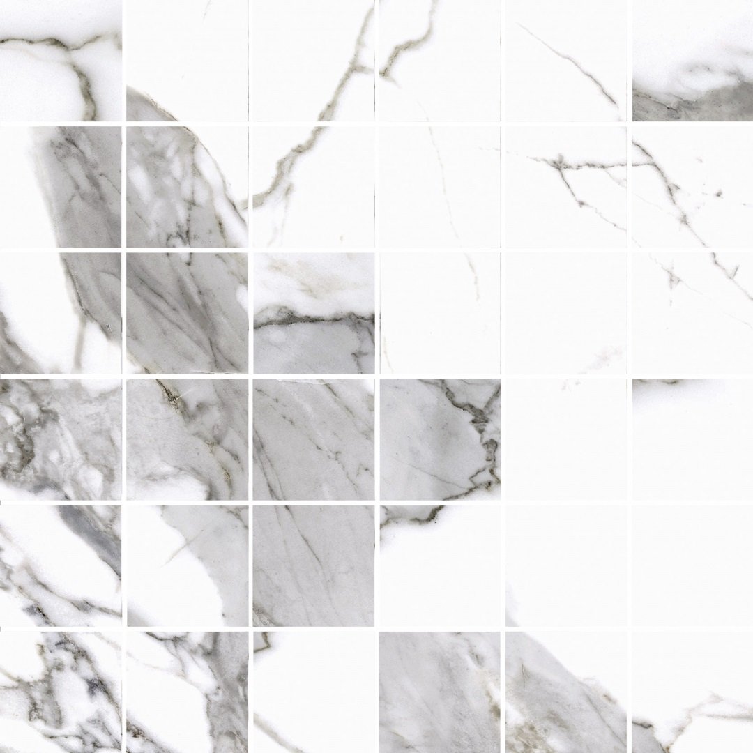 Calacatta white mozaika satyna - dlaždice mozaika 29,7x29,7 bílá