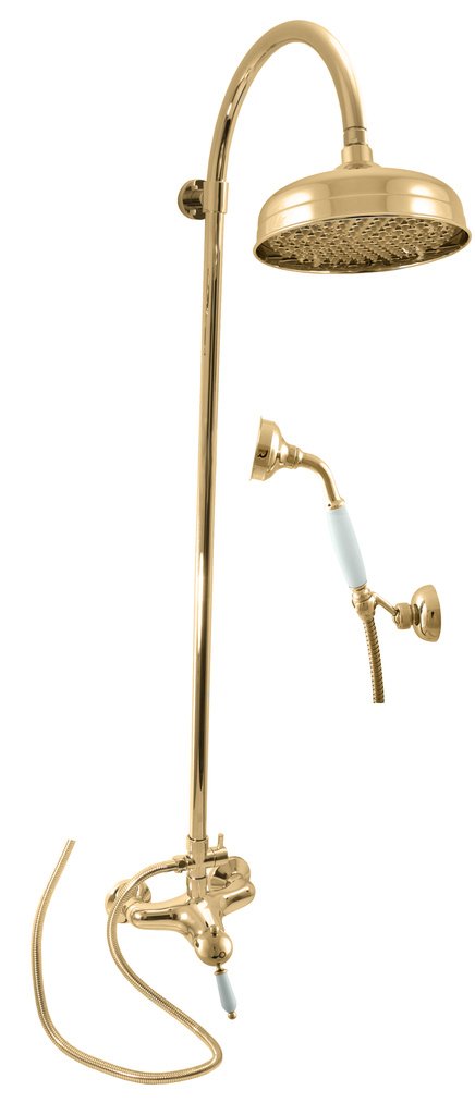 Vodovodní baterie sprchová Labe s hlavovou a ruční sprchou, zlato L581.5/3Z