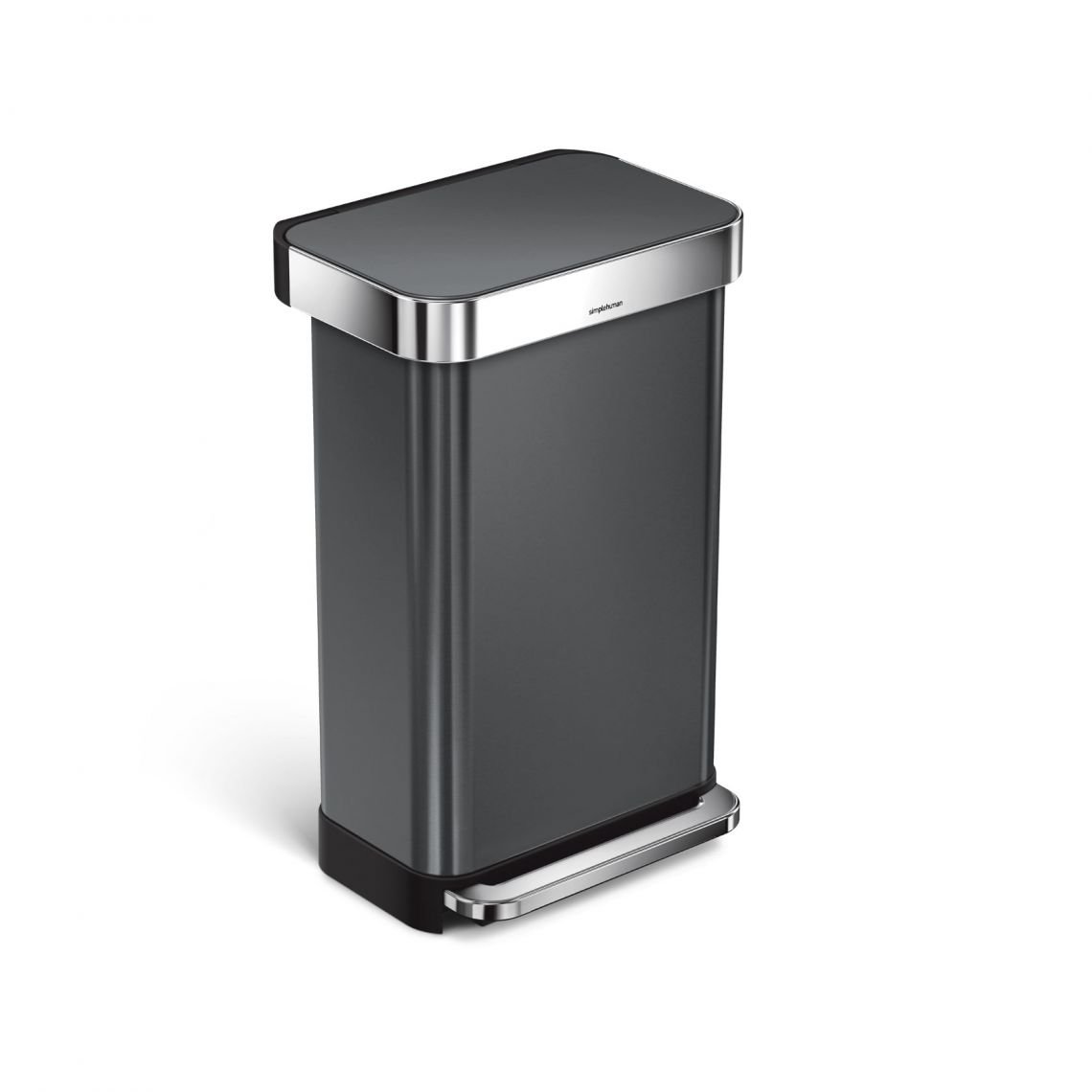 Pedálový odpadkový koš Simplehuman - 45 l, černá nerezová ocel - obdélníkový black