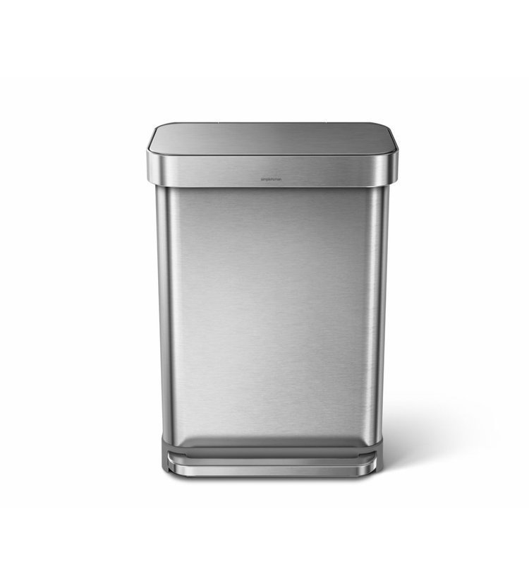 Pedálový odpadkový koš Simplehuman - 55 l, matná ocel, FPP - obdélníkový