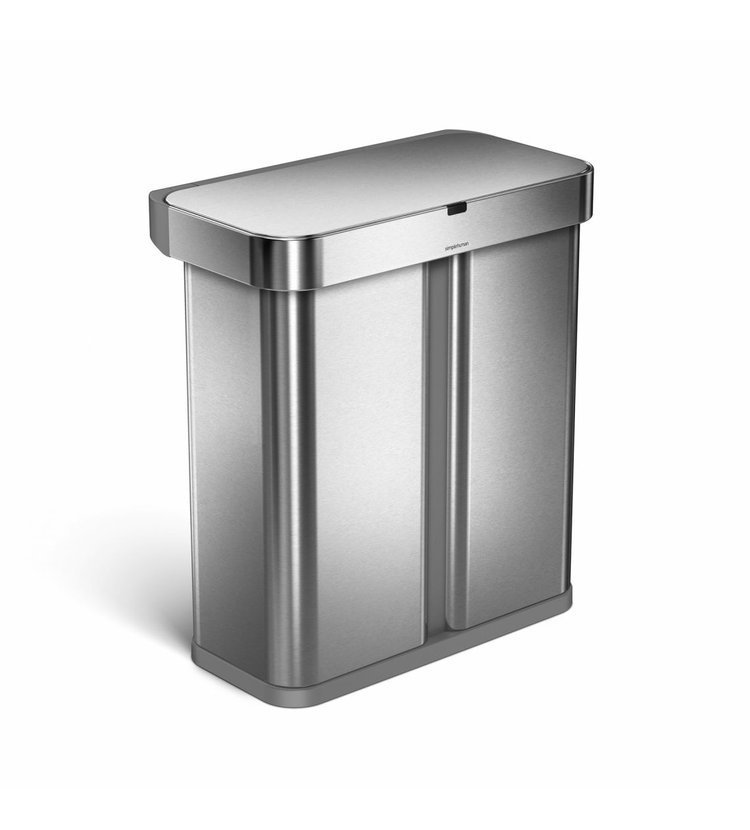 Bezdotykový odpadkový koš Simplehuman Recycler s hlasovým a pohybovým sensorem 58 l, nerez