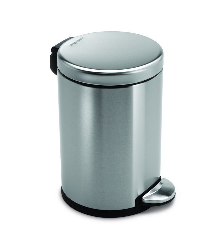 Pedálový odpadkový koš Simplehuman - 4,5 l, kulatý, matná ocel, FPP