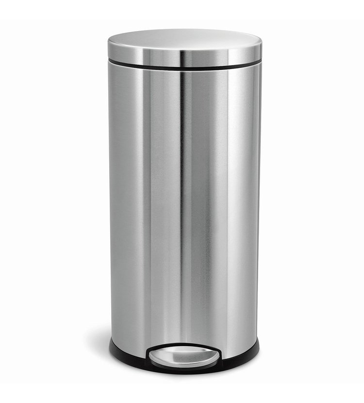 Pedálový odpadkový koš Simplehuman - 30 l, kulatý, matná ocel, FPP