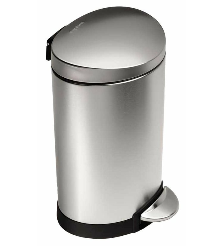 Pedálový odpadkový koš Simplehuman - 6 l, půlkulatý, matná ocel, FPP