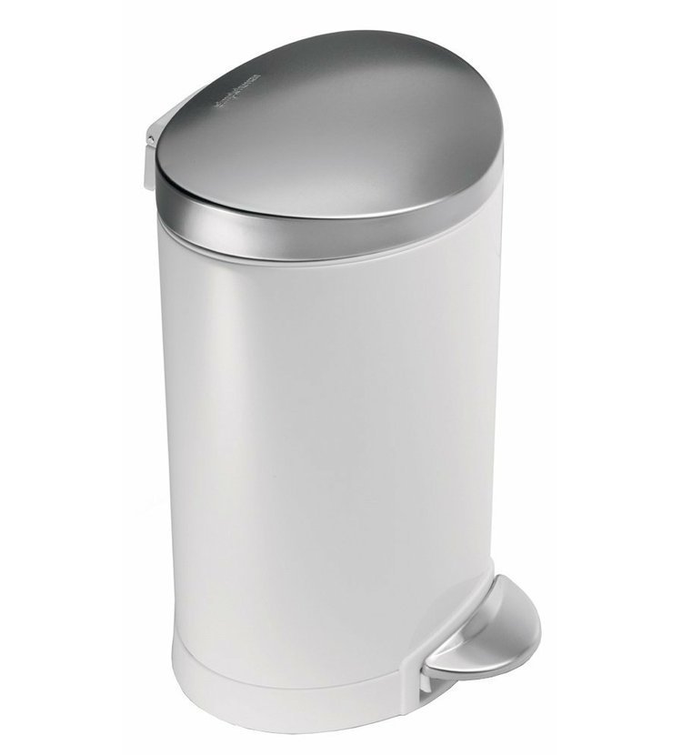Pedálový odpadkový koš Simplehuman - 6 l, půlkulatý, bílá/matná ocel, FPP CW1835CB