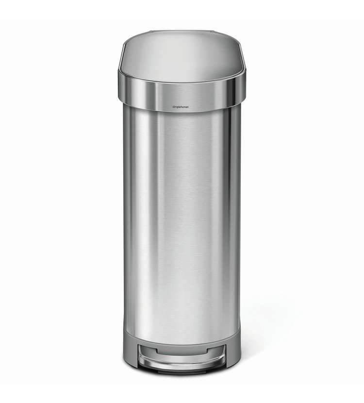 Úzký pedálový odpadkový koš Simplehuman Slim - 45 l, půlkulatý, matná ocel, FPP